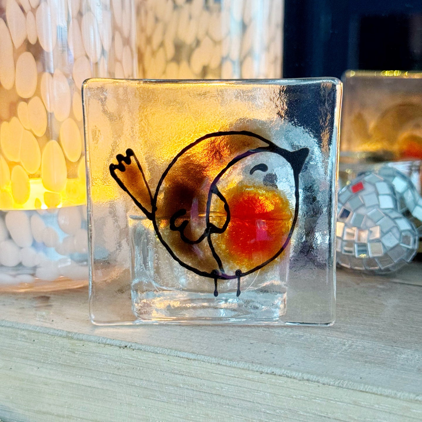 Christmas Robin Candle Holder